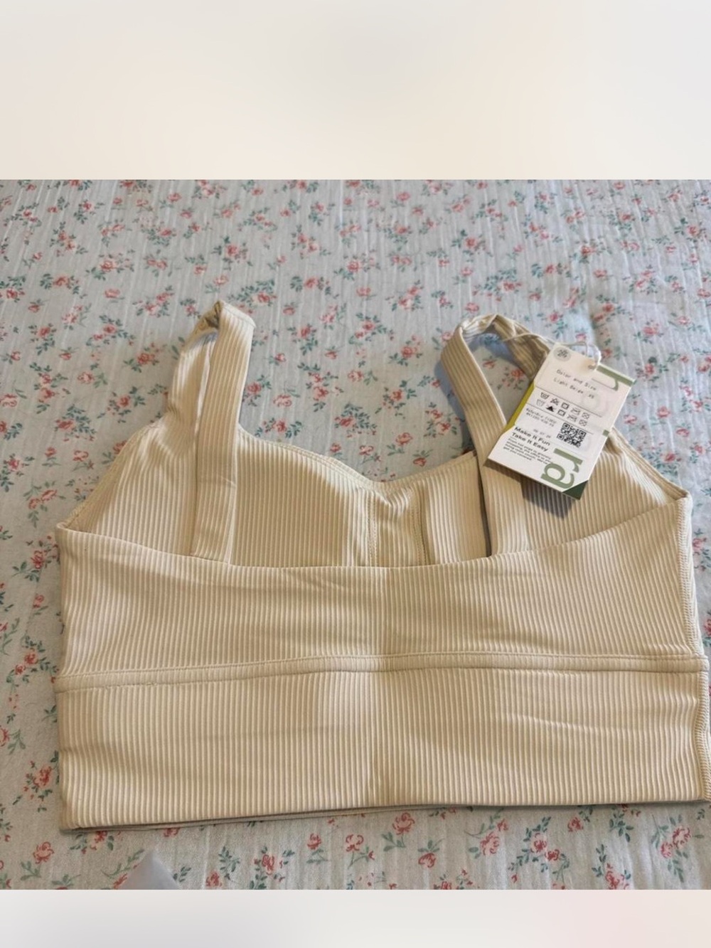 HALARA Ribbed Longline Bralette - Cream - Picture 4 of 5